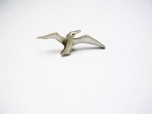 VINTAGE SEAGULL TIE TAC PEWTER MARITIME LIFE TIE PIN WITH CHAIN TIE ACCESSORY - Picture 2 of 3