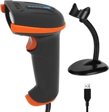 New Upgraded USB 1D2D QR Barcode Scanner Wired Stand Ergonomic Precise Fast Ship