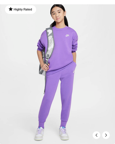New Nike Youth Girl Sportswear Club Fleece High-Waisted fitted L Black Raspberry - Picture 4 of 7