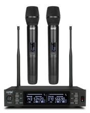 Dual Wireless Microphone System - Metal Handheld Mics  Receiver, Adjustable ...