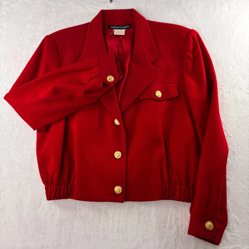 Savannah Women’s Red Wool Jacket Size 10 100% Pure New Wool Classic Blazer - Image 2 of 4