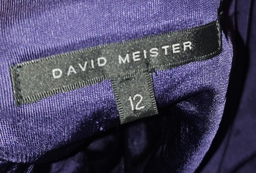 David Meister Evening Gown Purple Halter Cowl Neck Size 12 - Picture 3 of 3