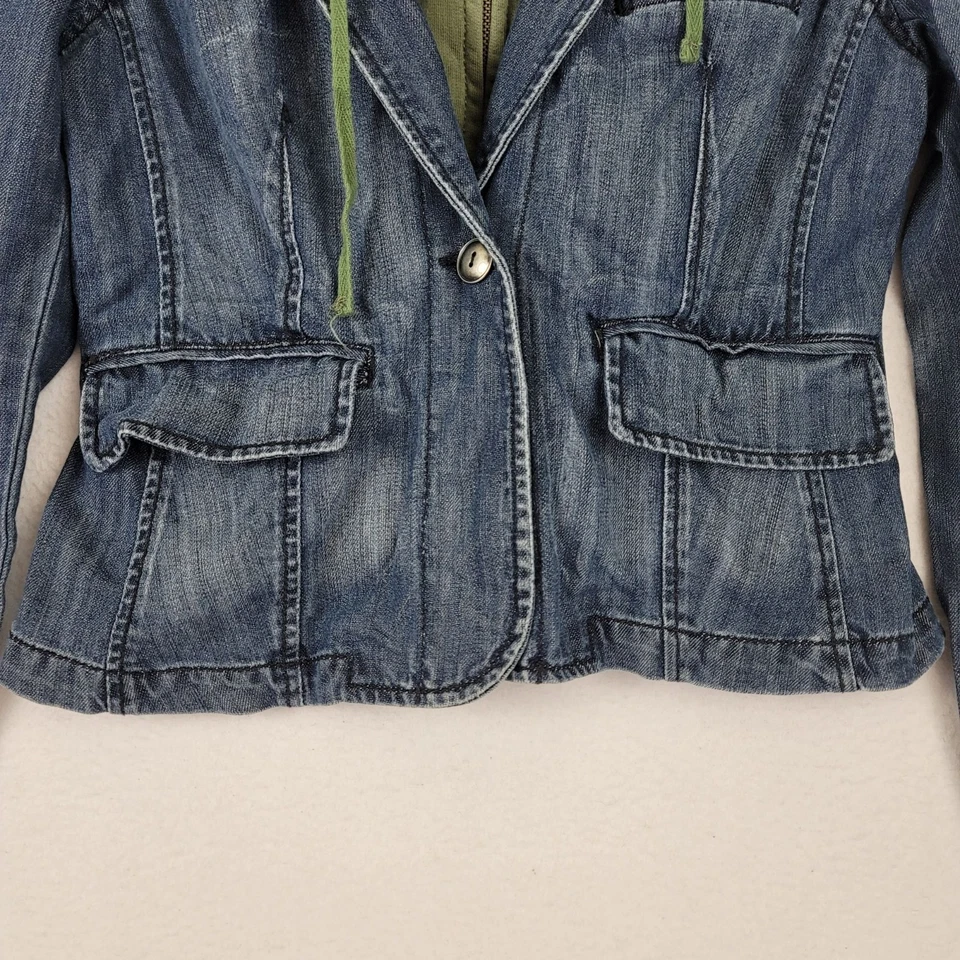 Blazer de mezclilla en capas verde con capucha talla mediana Princy Jessica Simpson de colección Foto 4 de 4