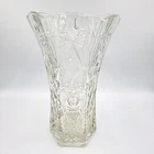 Vintage Anchor Hocking Prescut Clear Glass Vase EAPC Star of David 10.25" T
