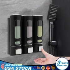 3-in-1 Shampoo Dispenser 3 Chamber Detergent Dispenser Wall-Mount Soap Dispenser