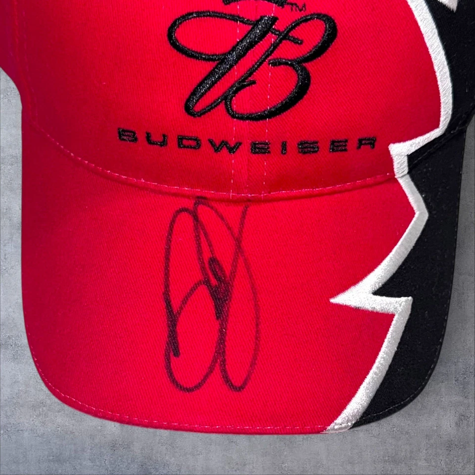 Sombrero Dale Earnhardt Jr BUDWEISER RACING #8 DEI VINTAGE NUEVO SIN ETIQUETAS firmado NASCAR HOFer Foto 2 de 3
