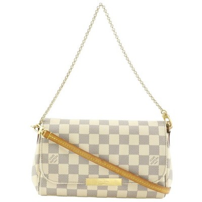 LOUIS VUITTON Favorit PM Shoulder Bag N41277 White Damier Azur Canvas Women