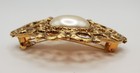 Vintage 1928 Brand Hair Clip Barrette Gold Filigree Faux Pearl Made In France — photo 2