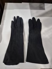 Vintage Women's Size S Black Formal Wrist Gloves Stretch B2