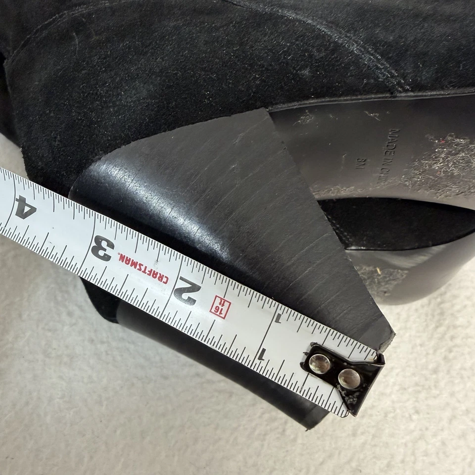 Steve Madden Suede Leather Ankle Boots Black Size 8 M Kitten Heels - Image 2 of 4