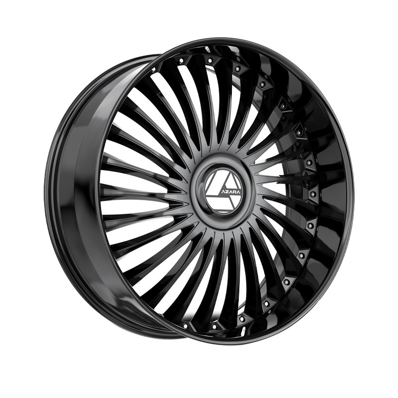 1) Azara AZX-103 Gloss Black 28X9.5 Blank 78.1 Hub 15 Offset Black