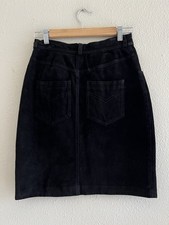 Vintage Cedars Black Genuine Suede Leather Skirt High Waisted Womens 10 Western