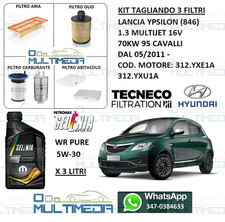 KIT TAGLIANDO 4 FILTRI E OLIO SELENIA 5W30 LANCIA YPSILON 1.3 DIESEL 70KW 95 CV