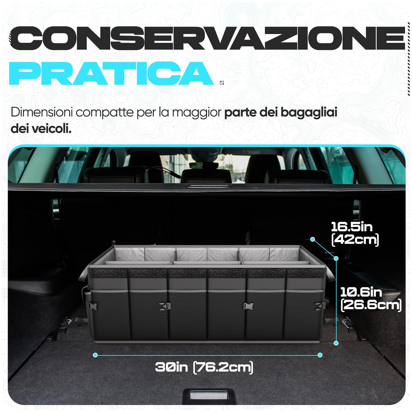 Portaoggetti Bagagliaio per Auto 85L Organizer Macchina Pieghevole Suv Accessori - Miniatura 4