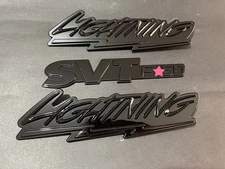 FITS 1999- 2004 99-04 SVT LIGHTNING FENDER GLOSS BLACK BADGE EMBLEMS 3PC