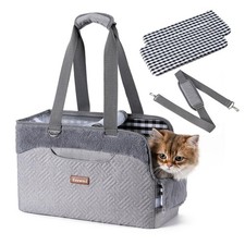 Cat Carrier Bag for Pets Up to 15 Lbs, Fully Open Mesh Roof, Side Vent  3 St...