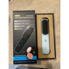 Cordless Portable Hair Straightener Brush Rechargeabl Ionic Travel Hot Comb Blue