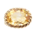 925 Sterling Silver Vintage Ring Gold Plated Oval Citrine Roped  Sz 6  RG32768