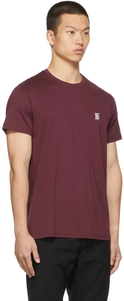 Camiseta Burberry London Para Hombre Parker Bordada Monograma Logo Granate Profundo Talla M Foto 2 de 4