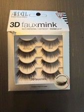 Ardell 3D Faux Mink Lashes 854, Black False Eyelashes, 4 Pairs