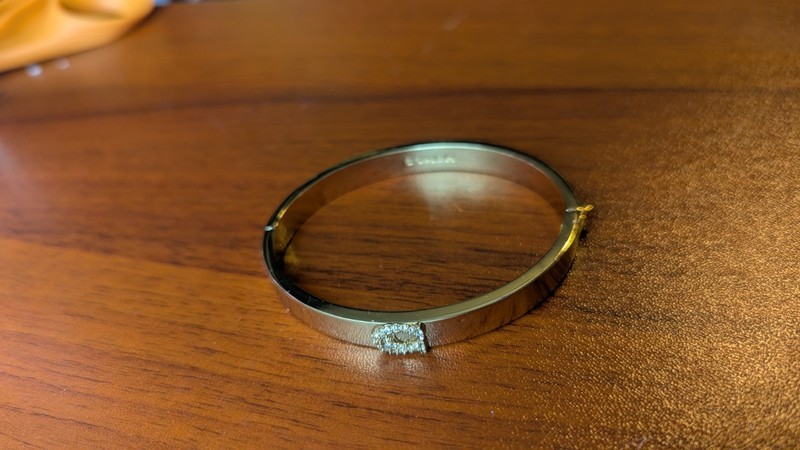 Coach Signature Pavé Bar Hinged Bangle Bracelet with Off-Center C Charm