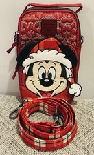 Disneyland Merry Christmas Lug Mini Bag Purse Crossbody Red Mickey Mouse Santa