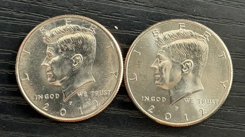 2012 P-D Kennedy Half Dollar 50c CLAD AU Coins (2) - ME5257
