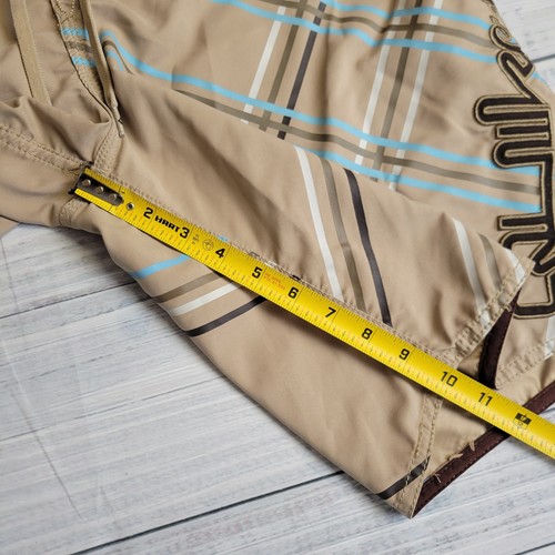 Pantalones Cortos Quiksilver Para Hombres Y2K Talla 34 Tostados Cuadros Bordados Bolsillos Poliéster - Imagen 8 de 8