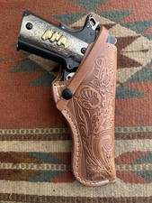 SOFT LINED Leather Field Holster Floral Brown Fits Colt Kimber Govt Model 1911