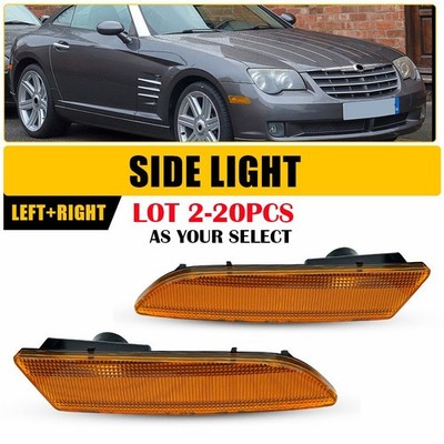 2-20X Amber Len Front Bumper Side Marker Lights For 2004-2008 Chrysler Crossfire
