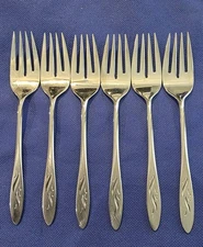 6 brand new Oneida EMBER GLOW Oneidacraft Deluxe Stainless SALAD FORKS 6 1/4"