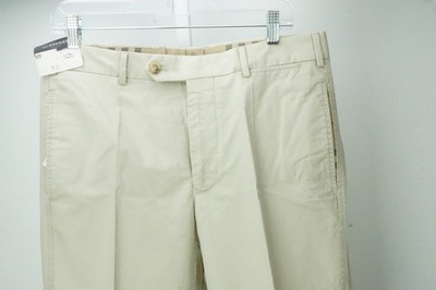 Burberry London Khaki Beige 100% Cotton Mens Pants Trousers Sz 48 EU NEW