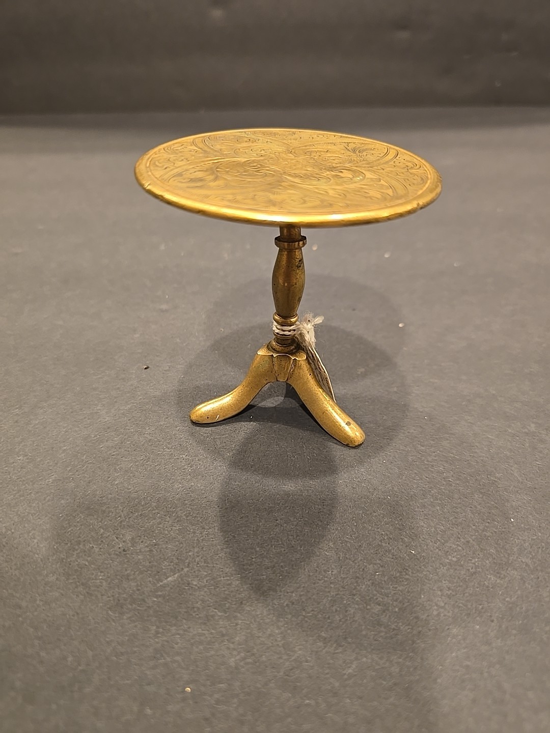 Candle Shield Mini brass side table. Hand Engraved .English 