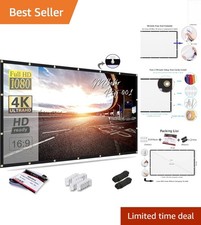 Matte Finish 120 Inch Projector Screen - 160-Degree Viewing Angle  Easy Setup