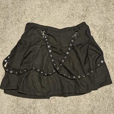 Hot Topic Women  s XL Black Suspender Skirt Goth Punk Detachable Strap Pleated