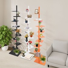 Orange 9-Tier Rotating Bookshelf Multi-Layer Storage Rack