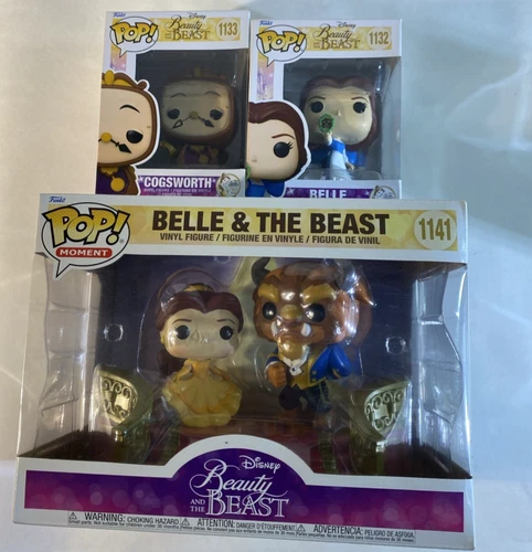 Funko Pop Moment Disney Beauty & The Beast Lot of 3 1141 1132 1133 Belle Cogswor