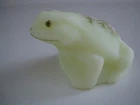 FENTON HANDPAINTED CUSTARD SATIN FROG
