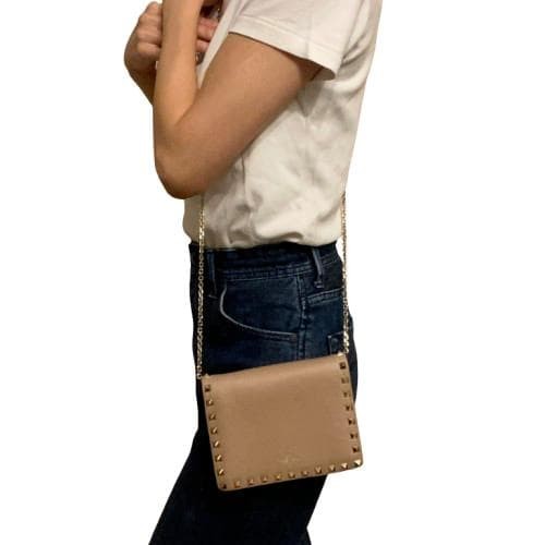 Valentino Garavani Rockstud Pink Leather Wallet on Chain Shoulder Bag, Mini, AB thumbnail 3