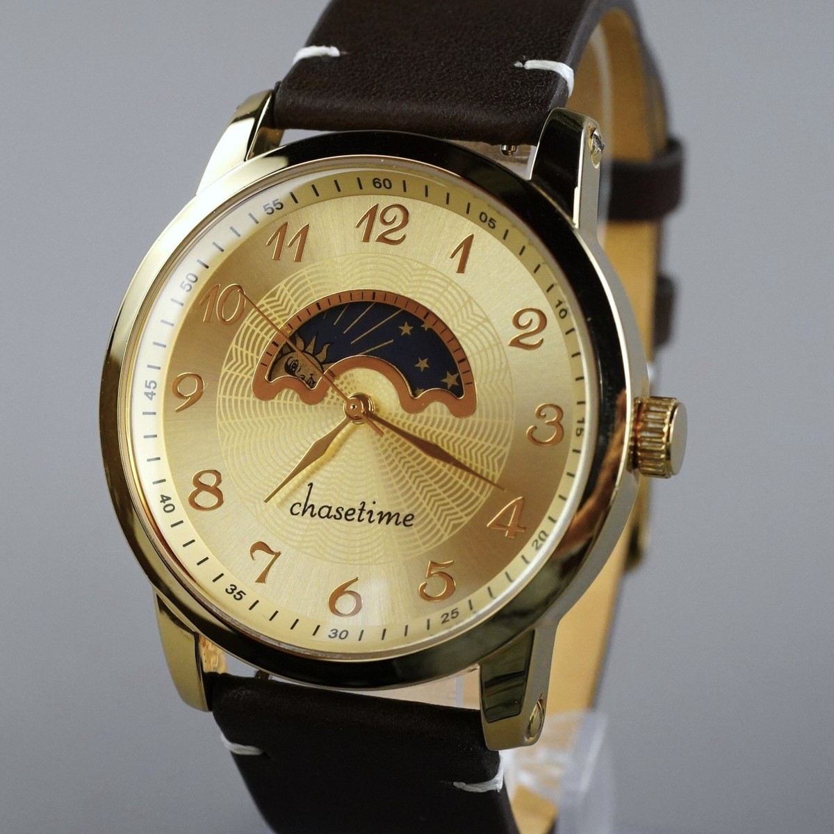 chasetime(Seiko)Mov Vintage Watch Moon Phase HP18B Men's 42mm