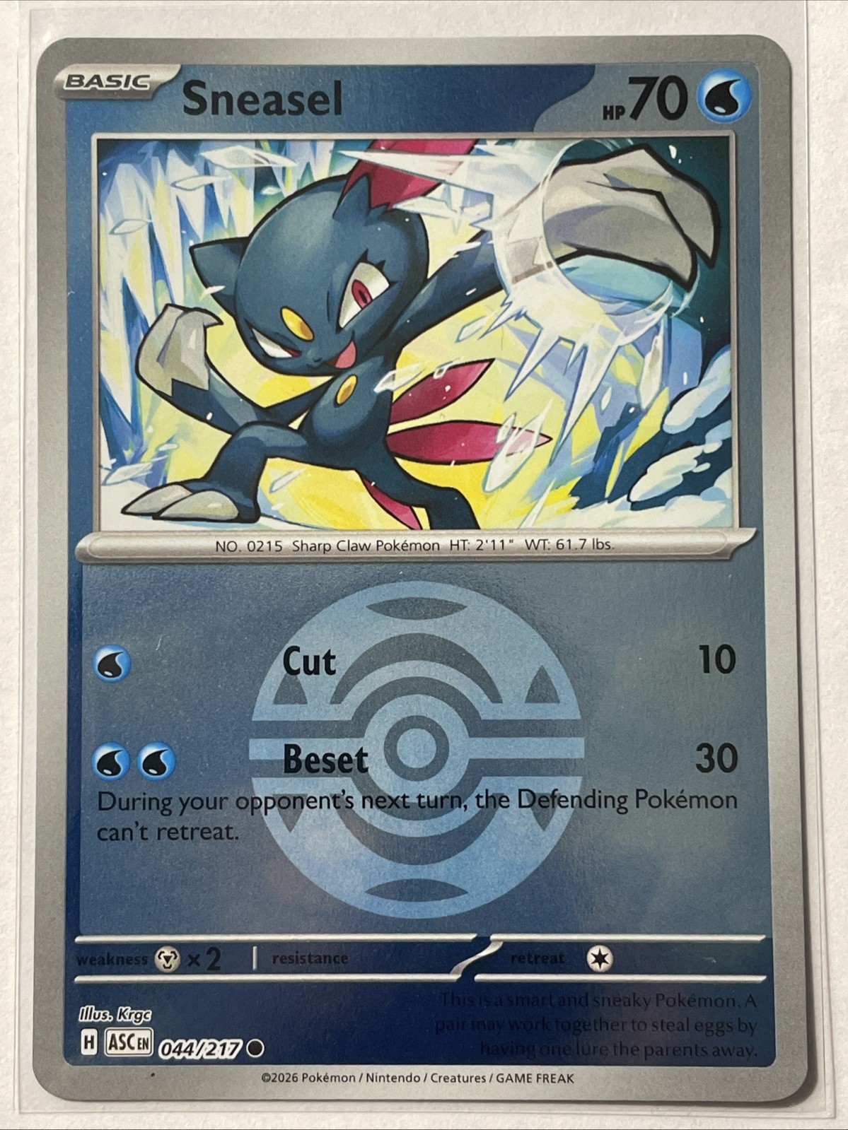 Sneasel Dusk Ball Reverse Holo Pokemon Ascended Heroes 044/217 Mint