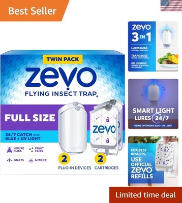2 Flying Insect Traps & 2 Refill Cartridges - Plug in Fly Trap & Indoor Bug C...
