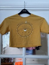 Girls Candy Couture T Shirt Age 10 Years Yellow Short Sleeve Cropped Top