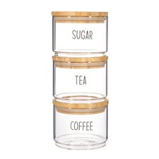 Sass & Belle Tea, Coffee, Sugar Stacking Jars - Set Of 3 Small, Clear