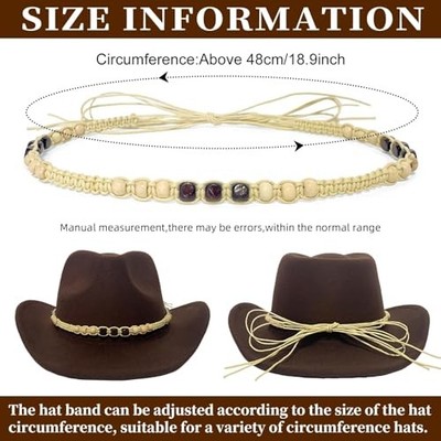 Cowboy Hat Bands for Men Women, Leather Hatbands Belt for 