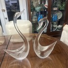 Vintage Signed Murano 14.5” 17.5” Glass Swan Sculptures Frosted Bills Panels MCM — photo 3