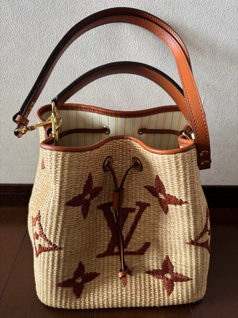 Louis Vuitton M57704 NeoNoe Raffia Monogram Giant Beige Brown Japan Excellent