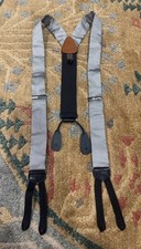 Trafalgar Gray Silk Suspenders Perfect Black Leather