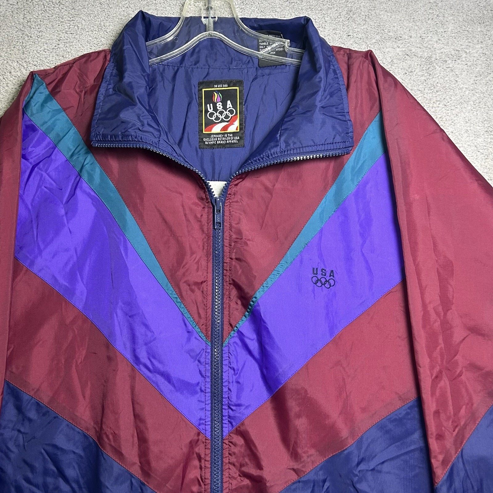 Vintage JCPenny USA Olympics Windbreaker Jacket Men’s Large Multicolor Full Zip