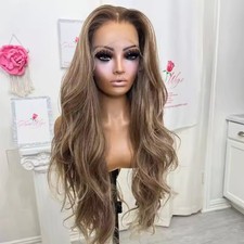 Ombre Chocolate Brown Highlight Lace Front 100 Human Hair Wigs Pre Plucked